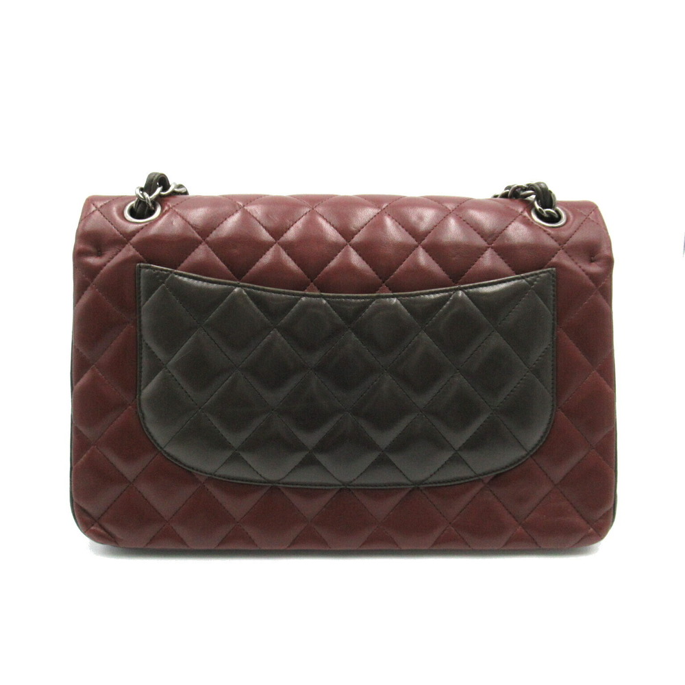 Chanel Khaki/Bordeaux/Navy Shoulder Big Bag Leather W W Flap Matelasse Chain